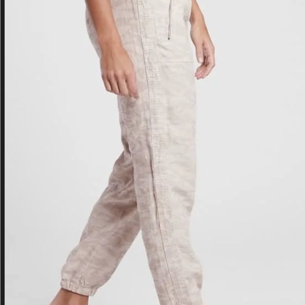 Athleta Cabo linen Jogger Pants with Zipper Pockets sz 0